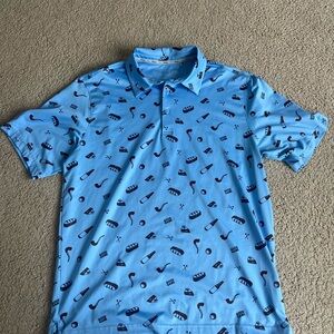 Walter Hagen Light Blue Polo with Nautical Pattern